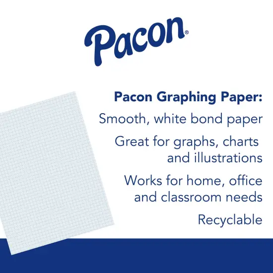 Graphing Paper, White, 3-Hole Punched, 1/4" Quadrille Ruled, 8" x 10-1/2", 80 Sheets Per Pack, 6 Packs {4}