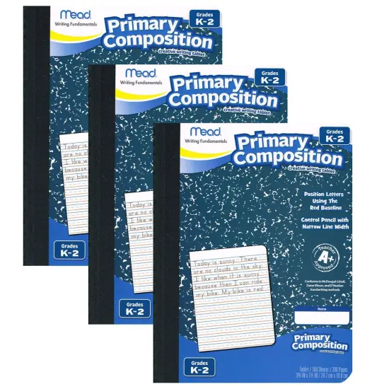 Primary Composition Book, Full Page Ruled, 100 Sheets Per Book, Pack of 3 {1}
