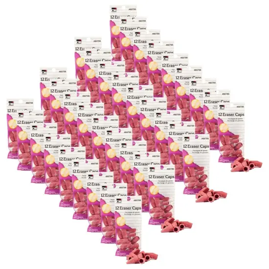 Pencil Eraser Caps, Pink, 12 Per Pack, 36 Packs {1}