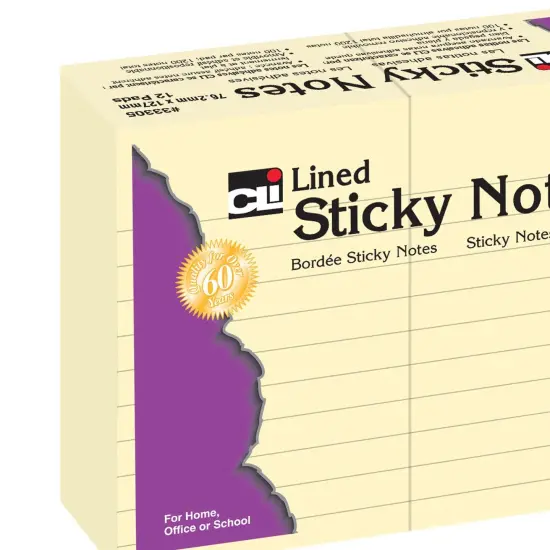 Sticky Notes, 4" x 6" Lined, 12 Pads {3}