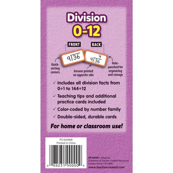 Division Flash Cards - All Facts 0-12 {3}