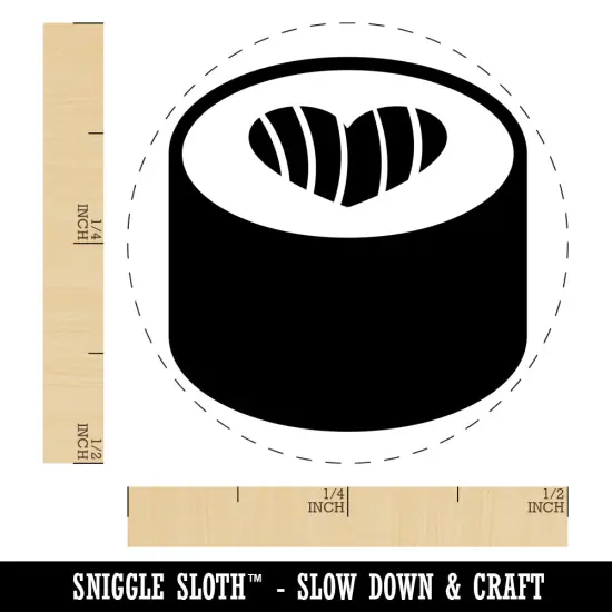 Sushi Roll with Heart Self-Inking Rubber Stamp for Stamping Crafting Planners Orange {1}