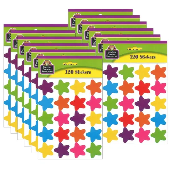 Bright Stars Stickers (die cut star shape), 120 Per Pack, 12 Packs {1}