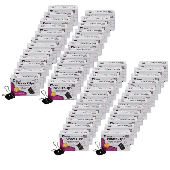 Binder Clips, Small, 3/8" Capacity, Black, 12 Per Box, 48 Boxes {2}
