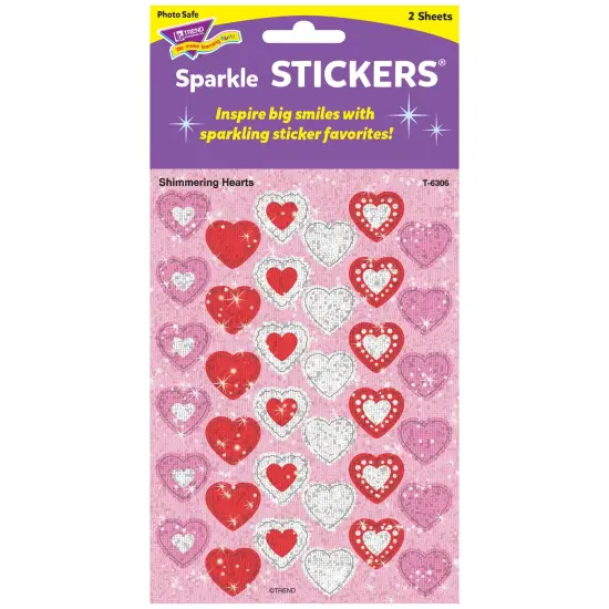 Shimmering Hearts Sparkle Stickers&reg;, 72 Per Pack, 12 Packs {3}
