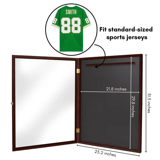 Americanflat 23x31 Lockable Jersey Display Case - Jersey Shadow Box Frame - Includes Built-in Hook for Jersey - Anti-Theft Lock - Polished Plexiglass Cover - Hanging Hardware White {9}