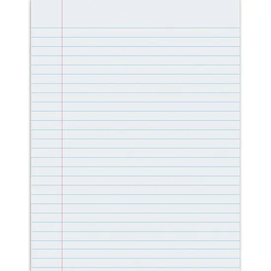 Composition Paper, White, Red Margin, .375" Ruled, 8-1/2" x 11", 500 Sheets Per Pack, 2 Packs {1}