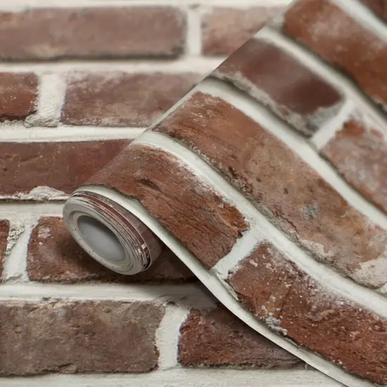 Peel and Stick Decorative Paper Roll, 17-1/2" x 10 ft, Red Brick {1}