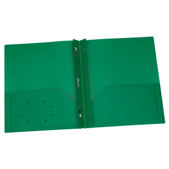 Green Poly Two Pocket Portfolio with Prongs, Pack of 25 {1}