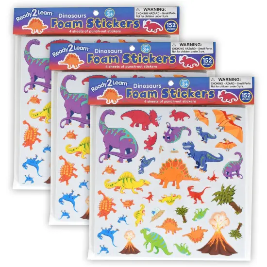 Foam Stickers - Dinosaurs - 152 Per Pack - 3 Packs {1}