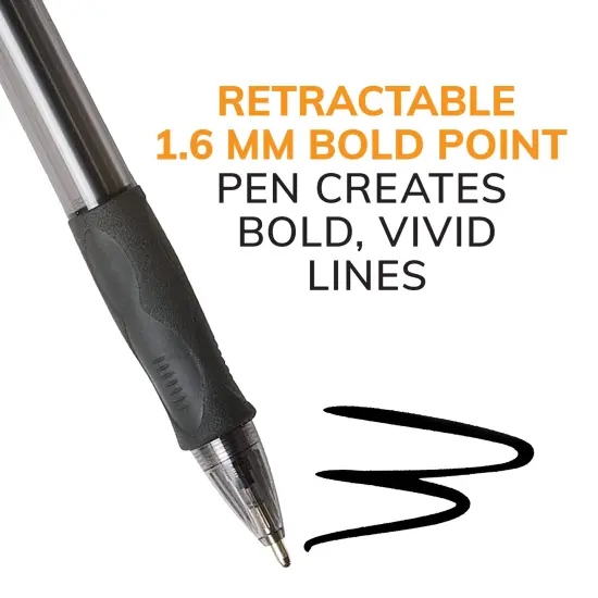 BIC Glide Bold Retractable Ball Pen, Black, 1.6mm Bold Point, 36 Pack {5}