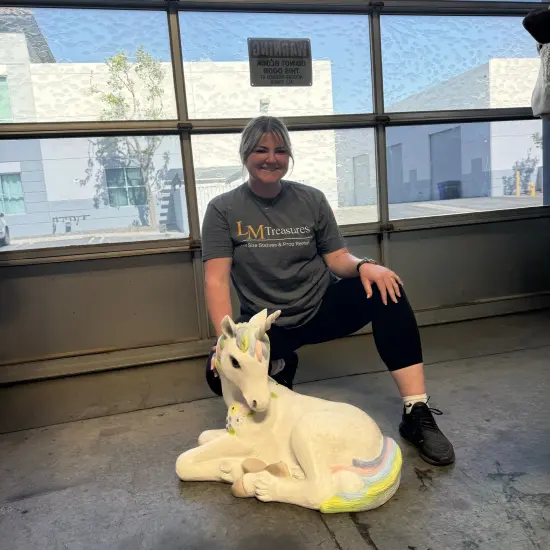 Baby Rainbow Unicorn Resting Life Size Statue {3}