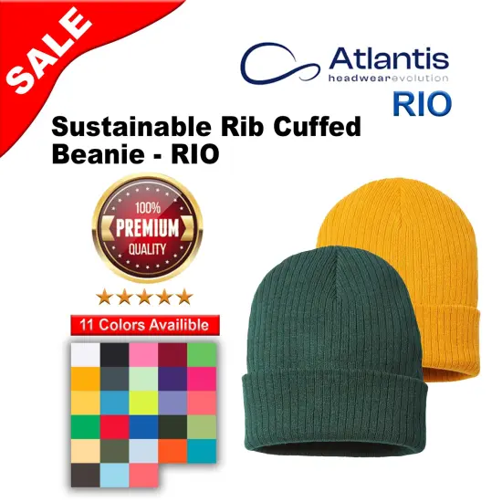 Atlantis Headwear&reg; Sustainable Rib Cuffed Beanie Olive {2}