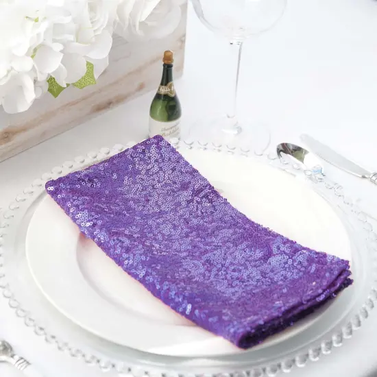 20" Sequined Napkin for Wedding Party Purple {3}