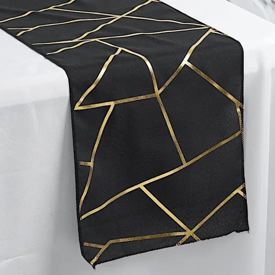 Geometric Polyester Table Runner Black {3}