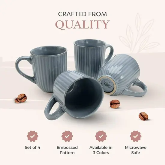 American Atelier Coffee Mug Set of 4, 14 Ounce, Large Handle - Blue {2}