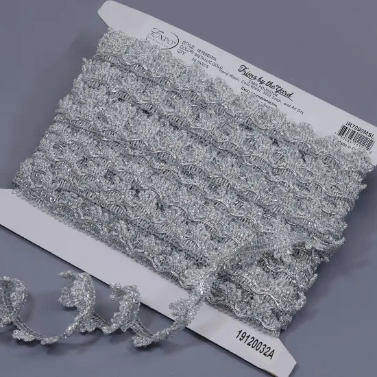 20 yards of Delicia Decorated GimpTrim | 20 yard cut Metallic Silver {3}