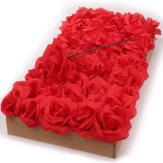 50-Pack Red Silk Rose Picks | 8-Inch Stems | Ideal for Weddings, Crafts, Events | Create Lifelike Centerpieces & DIY Floral Projects | Enhance Your Space with Elegant Roses {1}
