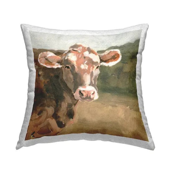 Stupell Industries Traditional Cow Portrait Outdoor Printed Pillow {1}