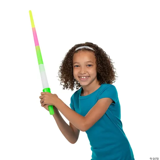 13 1/2" Light-Up Yellow, Pink, Green & White Expanding Swords - 12 Pc. {3}