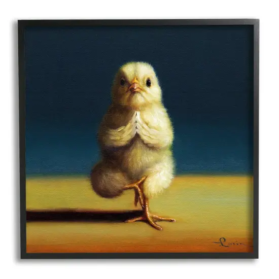 Stupell Industries Yellow Chick Meditating Yoga Framed Giclee Art Gray Frame {7}