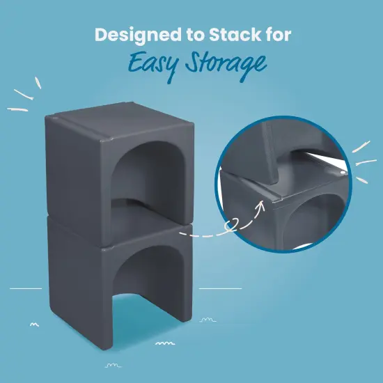 Tri-Me 3-In-1 Cube Chair, Kids Furniture Dark Grey {6}