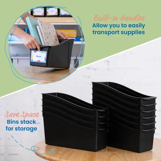 Linking Book Bins, Colorful Connecting Storage Black {4}