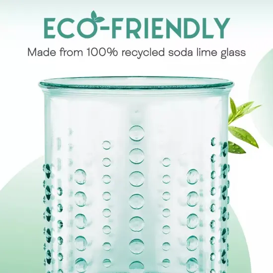 "Amici Home Italian Recycled Green Urchin DOF Glass, 12 oz, Set of 6 " {4}