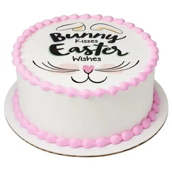 Bunny Kisses Easter Wishes Edible Cake Image PhotoCake {2}