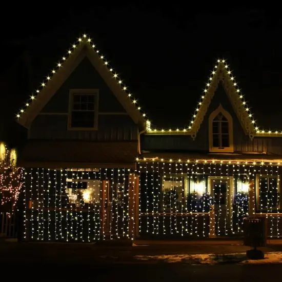 300 LED Solar Fairy String Curtain Light Wedding Garden Outdoor Waterproof Decor {2}