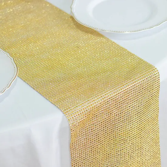 Crystal Rhinestone Table Runner Gold {4}