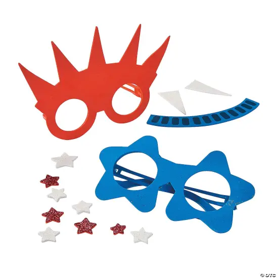 6 3/4" x 4 3/4" Patriotic Red, White & Blue Glasses Craft Kit - Makes 12 {2}