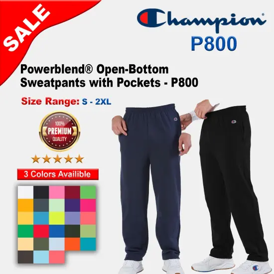 Champion&reg; Powerblend Open-Bottom Sweatpants with Pockets Light steel {2}