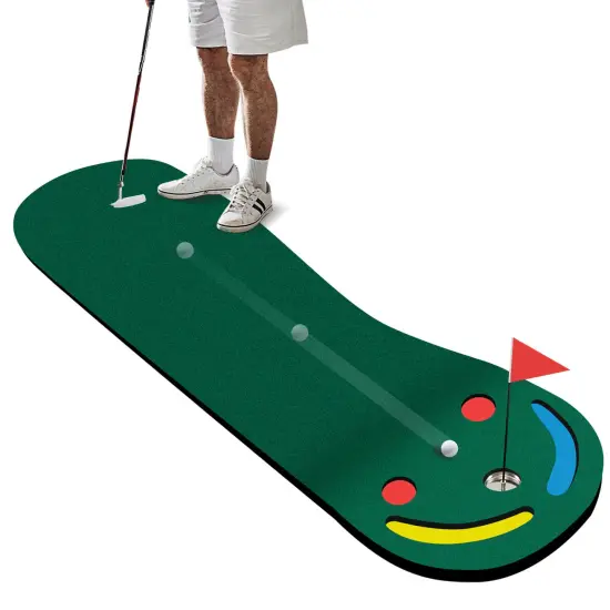 Golf Putting Green Set with 2 Built-in Hazards For Indoor Outdoor Use {4}