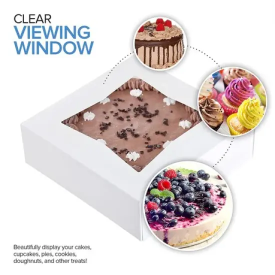 8 x 8 x 2.5&rdquo; White Bakery Boxes with Window Pastry Boxes for Strawberries, Dessert Boxes, Bakery {3}
