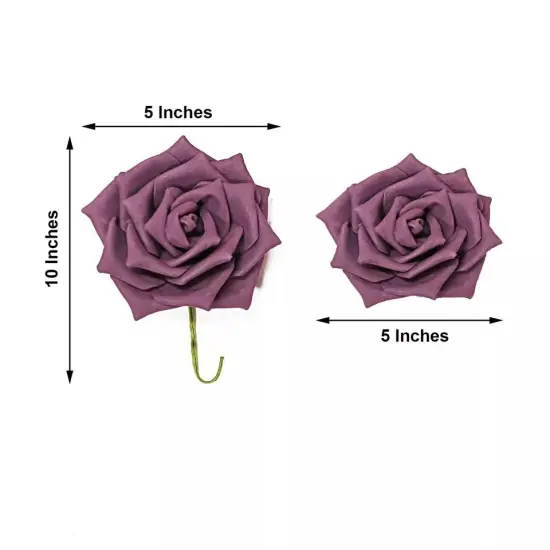 24 Eggplant 5" FOAM ROSE Flowers Stems Party Wedding Events {5}