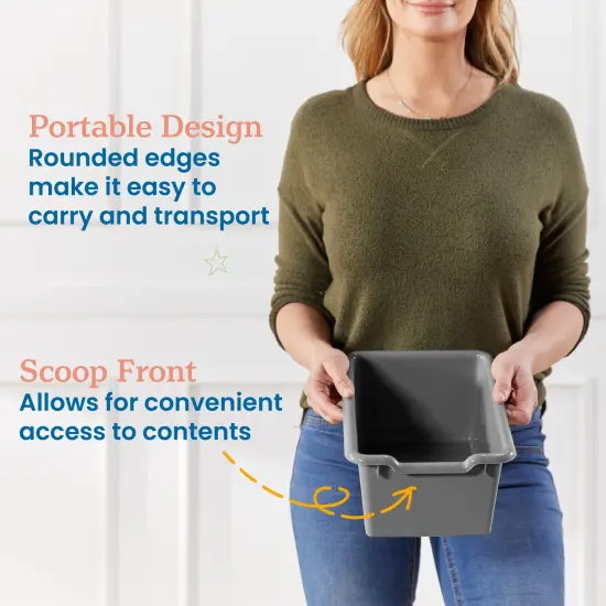 Scoop Front Storage Bins, Multipurpose Organization, 30-Pack Dark Grey {4}