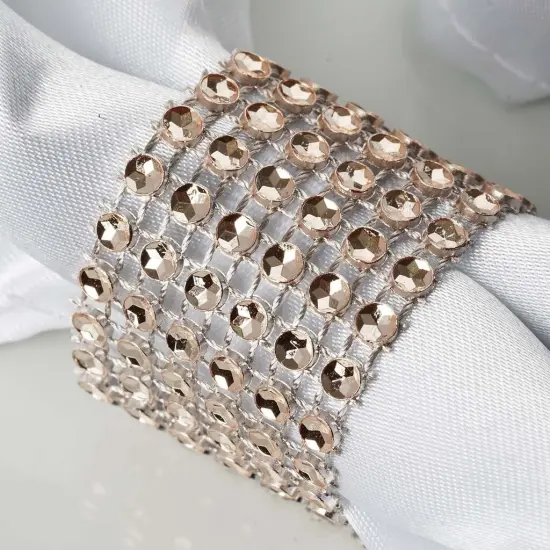 20-Pieces Diamond Rhinestone Mesh Napkin Rings Champagne {2}