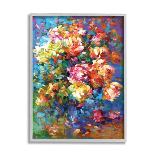 Stupell Industries Vibrant Flowers in a Vase Framed Giclee Art Gray Frame {1}