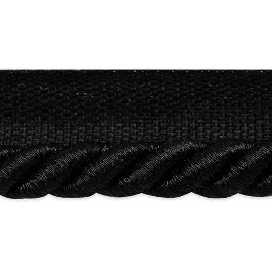 10 yards of Nicholas 3/8" Twisted Lip Cord Trim | 10 yard cut Metallic Black {1}