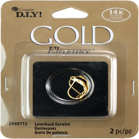 CousinDIY 14k Plated Gold Elegance Beads & Findings-Euro Levers W/Loops 2/Pkg {1}