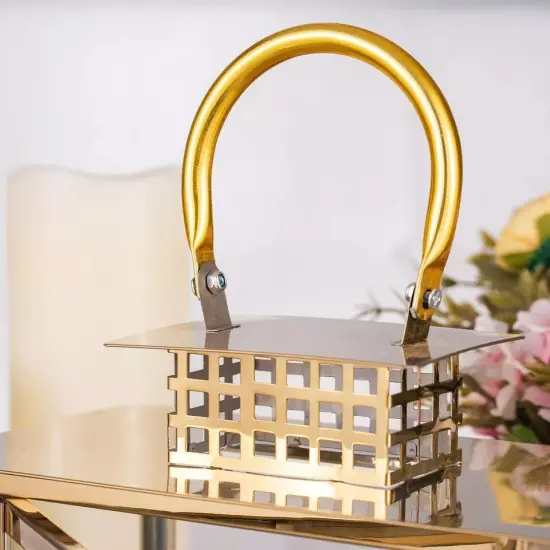 GOLD 10" tall Metal Lantern Candle Holder {3}