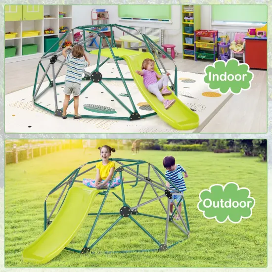 Kids Climbing Dome With Slide And Fabric Cushion For Garden Yard-green {1}