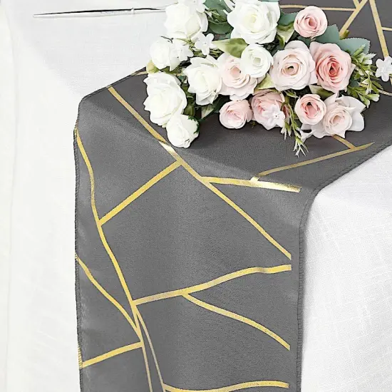 Geometric Polyester Table Runner Charcoal grey {2}