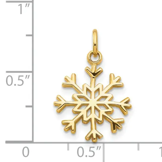 14K Yellow Gold Snowflake Charm Polished Winter Jewelry 20mm x 15mm {4}