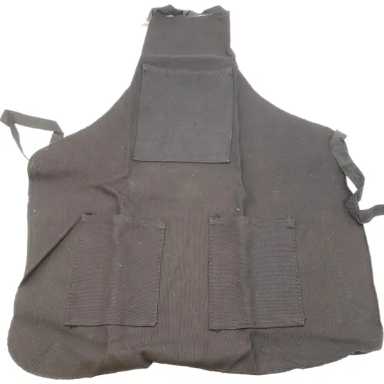 3 Pocket Black Canvas Bib Apron Work Shop Jewelers Workshop Hobby Tool 19" x 24" {1}