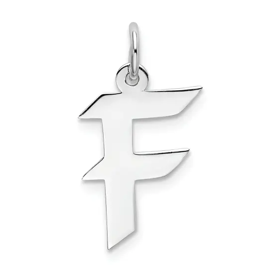 Sterling Silver Medium Artisian Block Initial F Charm Jewerly 21mm x 13mm {1}