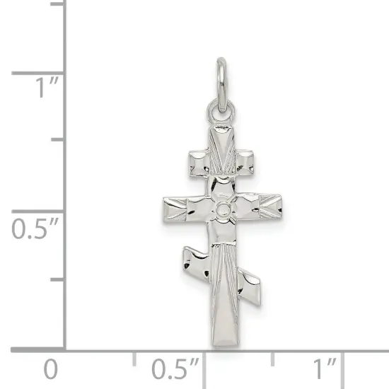 Sterling Silver Orthodox Cross Charm Jewerly 22mm x 10mm {5}