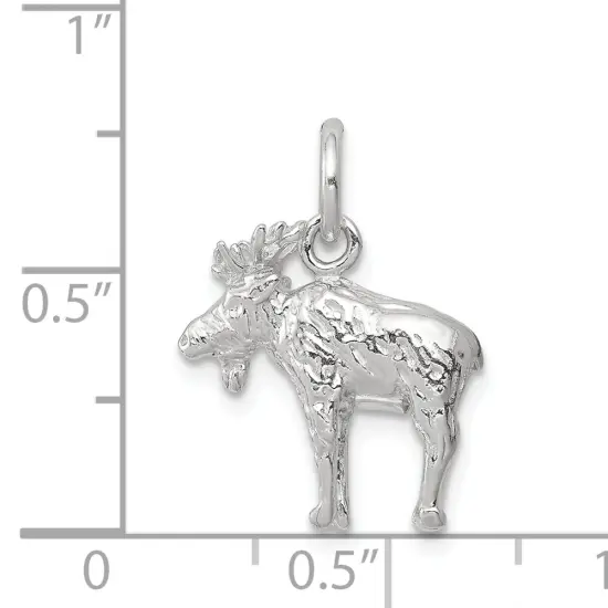 Sterling Silver Moose Charm Jewelry Animal Pendant 17mm x 16mm {4}