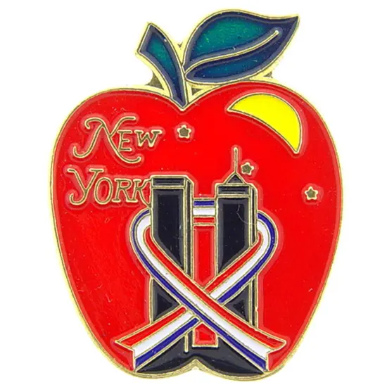Big Apple with Twin Towers Pin 1" {1}